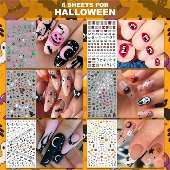 Holiday Nail Art Stickers Set of 30 Christmas Halloween Valentine Designs - Picture 3 of 8
